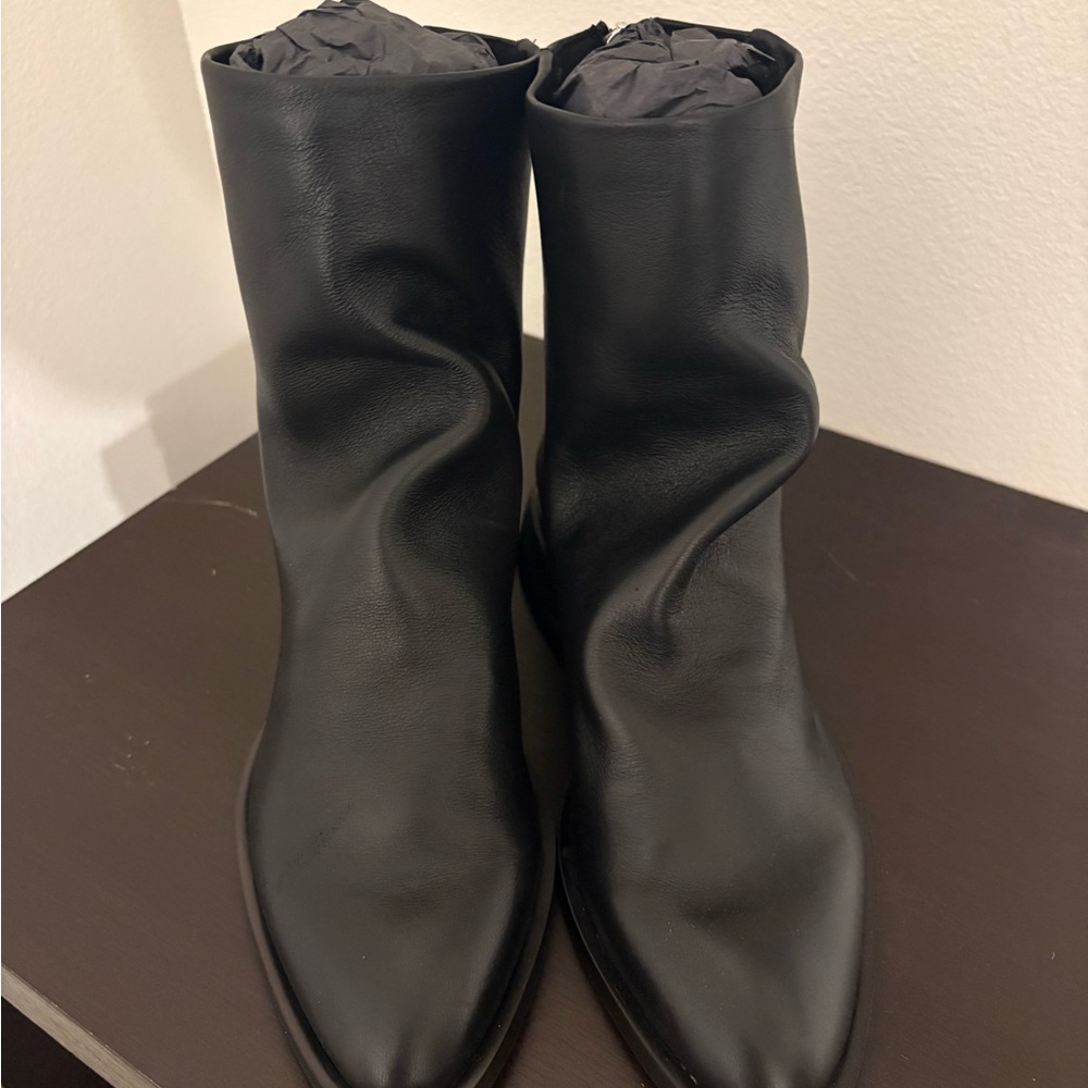 Steve Madden Women's Black Leather Ankle Booties with Sleek Pointed Toe